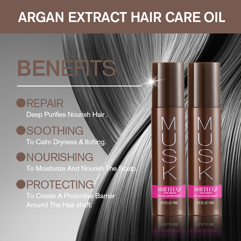 MOCHEQI-suero orgánico para reparación del cabello, etiqueta privada, nutritivo profundo, suavizante, tratamiento antiencrespamiento que mejora el brillo para cabello seco y dañado